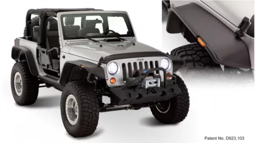 Sárvédő szélesítés Bushwacker Flat Style - Jeep Wrangler JK 2 ajtós modellhez