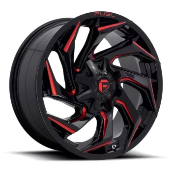   Alumínium felni 20x9 ET1 5x114.3/5x127 D755 Reaction Gloss Black Milled W/ RED Tint Fuel