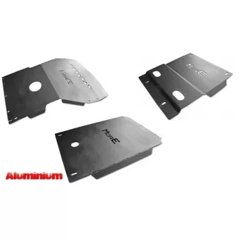   Kit placă de protecție din aluminiu MORE4x4 pentru Toyota Land Cruiser J95, 1996-2002, (benzină, lung) cu bara MORE4x4-Z012 (3 buc/set)