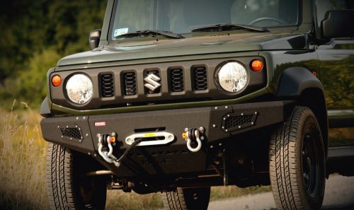 Bara față din oțel MorE4x4 cu placă de montare a troliului pentru Suzuki Jimny 2018->