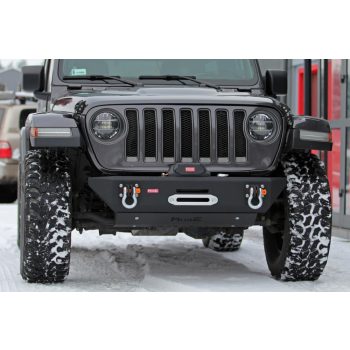   MorE4x4 Bară față scurtă din oțel cu placă pentru cablu de cârlig Jeep Wrangler JL (2018+), toate motoarele