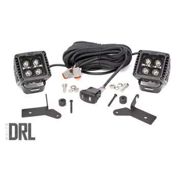   Rough Country Black Series LED fényhíd 2", fehér DRL - Jeep Wrangler JL 18->; Gladiator JT 20->