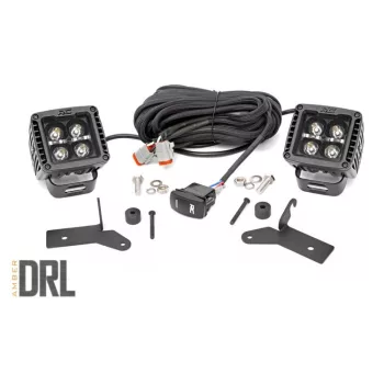   Rough Country Black Series LED fényhíd 2", borostyán DRL - Jeep Wrangler JL 18->; Gladiator JT 20->
