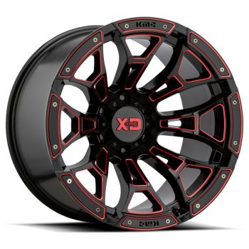   Alumínium felni 20x10 ET-18 8x165.1 XD841 Boneyard Gloss Black Milled W/ RED Tint XD Series